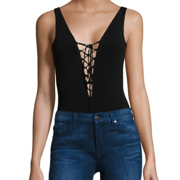 BCBG Plunging-V Lace-up "Tatum" Bodysuit - Picture 7 of 8